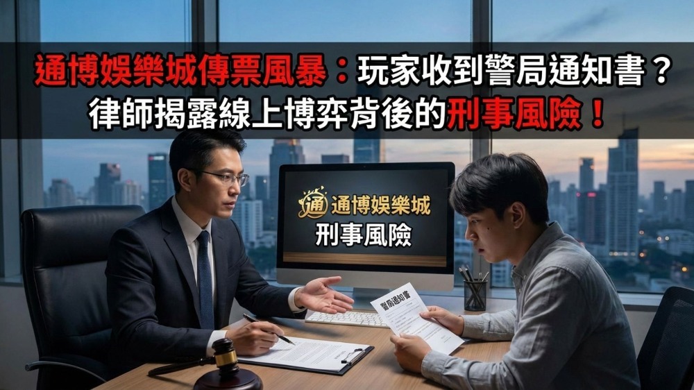 通博娛樂城傳票風暴：玩家收到警局通知書？律師揭露線上博弈背後的刑事風險！
