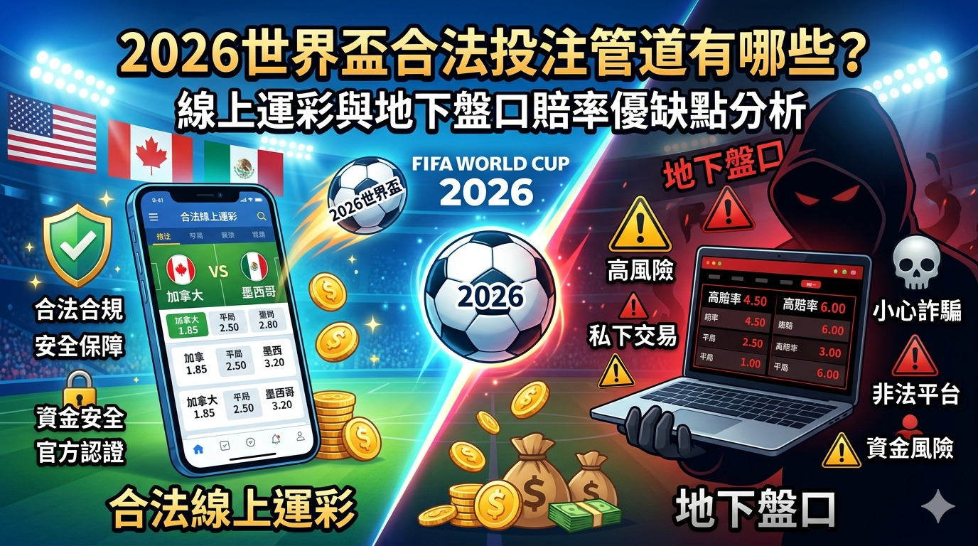 2026世界盃合法投注管道有哪些？線上運彩與地下盤口賠率優缺點分析